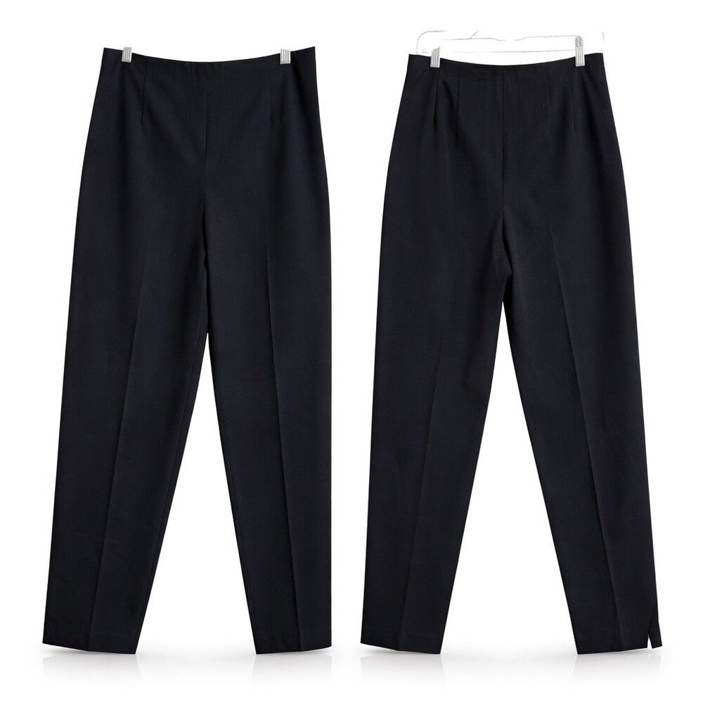 90s Y2K Talbots Stretch Black Dress Career Pants Women 10 High Rise Straight Leg
